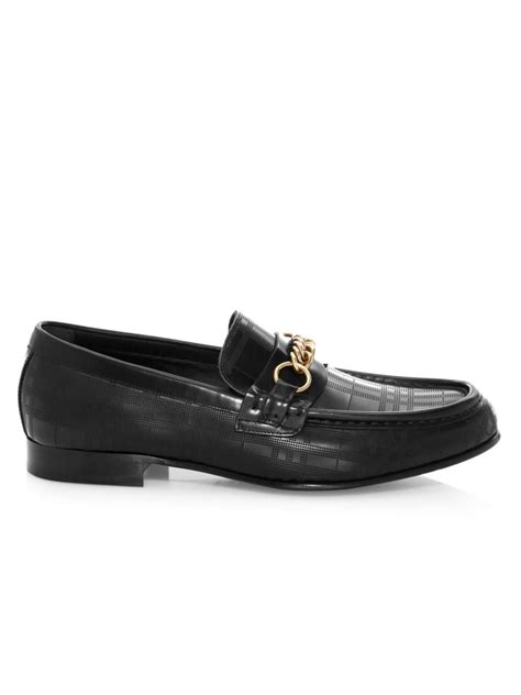 Shop Burberry Moorley Chain Leather Loafers 